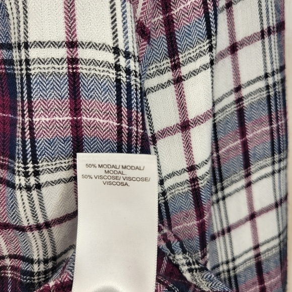 Lucky Brand Tunic Length Plaid Button-Down Shirt Sz Lg - Picture 4 of 5